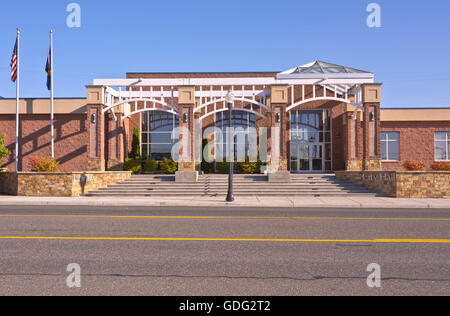 Umatilla Oregon City Hall und Bibliotheksgebäude. Stockfoto