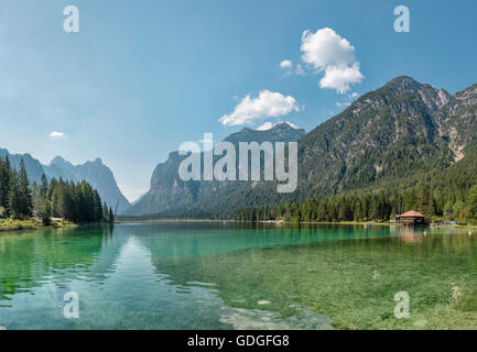 Toblach, Toblach, Italia, See-Toblach Stockfoto