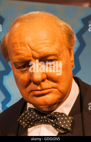 England, London, Madame Tussauds, Wachsfigur von Churchill Stockfoto