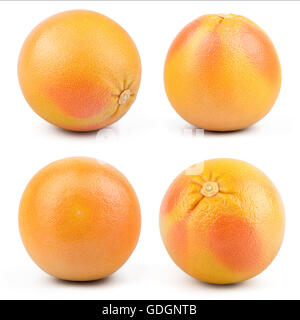 Der Satz von perfekten frische Grapefruits, Isolated on White Background in voller Tiefe des Feldes. Stockfoto