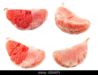 Der Satz von perfekten frische Grapefruits, Isolated on White Background in voller Tiefe des Feldes. Stockfoto