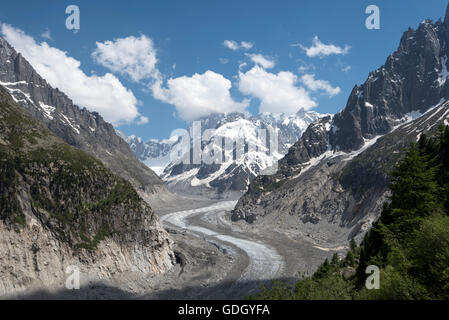 Mer De Glace Gletscher - Mont-Blanc-Massiv Stockfoto