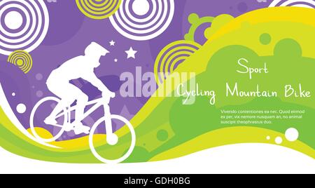 Radfahren Athlet Mountain Bike Sport Wettbewerb bunte Banner Stock Vektor