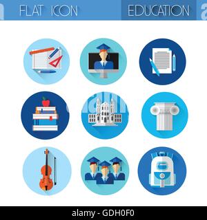 Bildung Sammlung bunte Icon-Set Stock Vektor