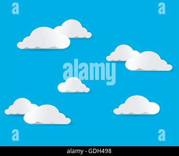 Cartoon-Wolken. Abbildung auf blauem Hintergrund für design Stock Vektor