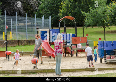 Ein Blick auf den Sandkasten auf dem Kinderspielplatz im Prospect Park, lesen. Stockfoto