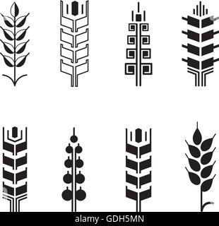 Weizen-Ohr-Symbole für Logo-Symbol stellen, Blätter Icons, Grafik-Design-Elemente Stock Vektor
