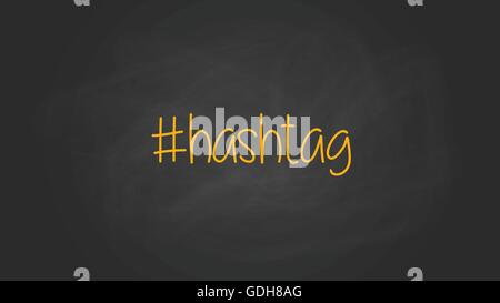 Hashtag Zeichen Text auf der Tafel mit gelber Farbe Vektorgrafik Stock Vektor