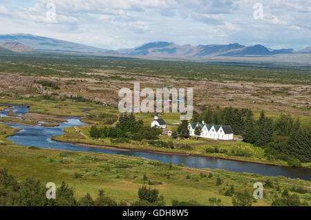 Island: Nationalpark Thingvellir, zentrale Lage in der isländischen Geschichte für das erste Parlament der Welt zusammengebaut 930 n. Chr. Stockfoto