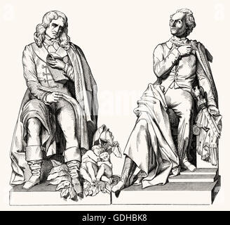 Die Statuen von Jean-François Casimir Delavigne, 1793-1843, ein französischer Dichter und Dramatiker und Jacques-Henri Bernardin de Saint-Pier Stockfoto