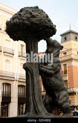Statue des Bären und der Erdbeerbaum - Madrid - Spanien Stockfoto
