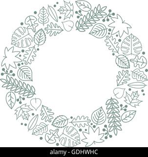 Vektor-Textur und Rahmen mit verschiedenen Blatt Symbole. Stock Vektor