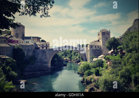 schöne alte Brücke in Mostar - von der UNESCO geschützt Stockfoto