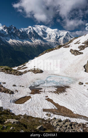 Blick auf den Mont Blanc vom Lac Blanc Stockfoto