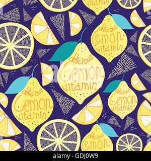 Schöne vector Abbildung: Muster der gelbe Zitronen Stock Vektor