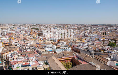 Blick von der Dachterrasse der Stadt Sevilla in Spanien von der Giralda Turm Stockfoto