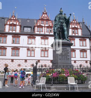 Geographie / Reisen, Deutschland, Bayern, Coburg, Marktplatz mit Stadthaus, Denkmal, Prinz Albert von Sachsen-Coburg-Gotha (1819 – 1861), Bronze-Statue von William Theed, 1865 Stockfoto