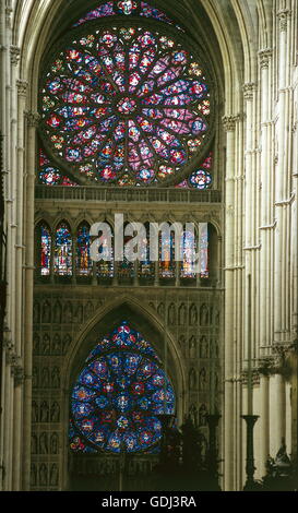 Geographie / Reisen, Frankreich, Reims, Kathedrale Notre-Dame, Glasfenster von Marc Chagall, Innenansicht, Stockfoto
