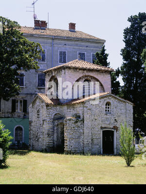 Geographie / Reisen, Kroatien, Pula, Kirchen, Kapelle des St. Mary Formosa, erbaut in der ersten Hälfte des 6. Jahrhunderts, Außenansicht, Stockfoto