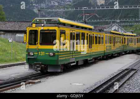 Wengernalp Bahn Bahnhof Grindelwald Grund, Station, Schweiz Stockfoto