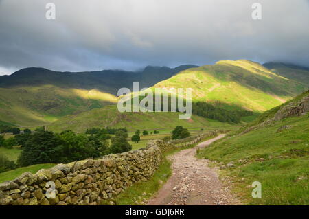 Weg in mickleden von langdale im englischen Lake District Stockfoto