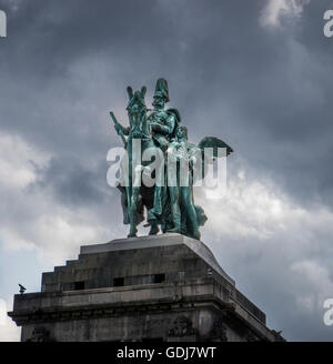 Reiterstandbild des deutschen Kaisers William I, der Deutsches Eck, Koblenz (Deutsches Eck), Rheinland-Pfalz, Deutschland Stockfoto