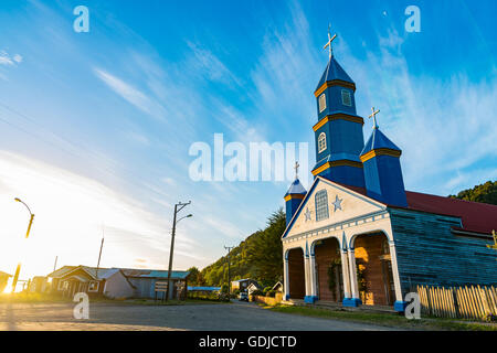 Iglesia de Tenaun, Dalcahue, Chiloé. Chiloe Kirchen. Stockfoto