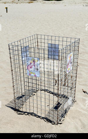 Geschützten Nistplatz der Unechten Karettschildkröte, Caretta Caretta, Patara-Strand, Lykische Küste, Türkei. Stockfoto