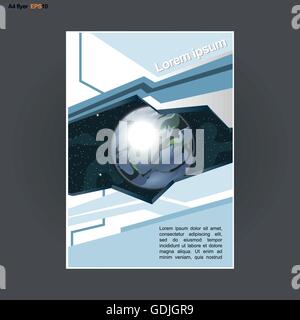 Abstrakten Sie print A4-Design mit farbigen Dreiecke und Kosmos Thema für Flyer, Banner oder Poster auf silbernem Hintergrund. Digital Stock Vektor