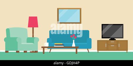 Hintergrund Illustration des Wohnzimmers Stock Vektor