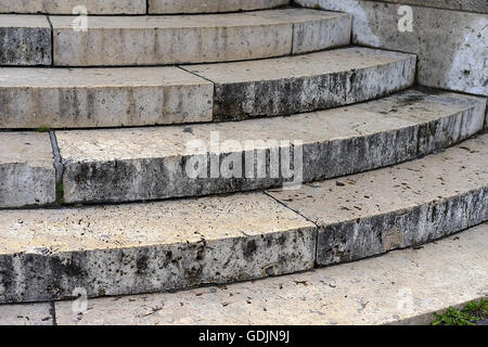 Alte Stein Granit Schritte-Detailansicht Stockfoto