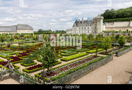 Schloss Villandry Gärten Loire-Tal-Frankreich Stockfoto