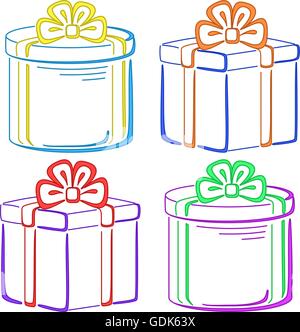 Geschenkpackungen, Piktogramme Stock Vektor