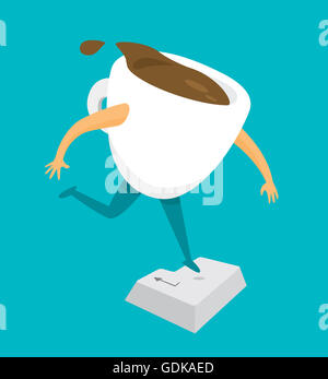 Cartoon Illustration von Kaffee Tasse drücken geben Sie oder return-Taste Stockfoto