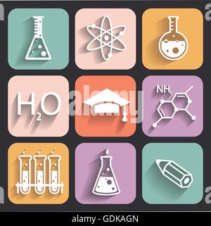 Farbige Chemie Symbole für Lern- und Web Anwendungen Stock Vektor