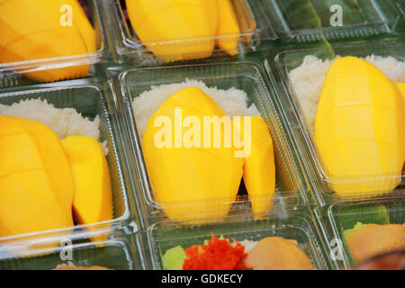 Thai-Stil tropischen Dessert Klebreis mit Mangos essen Stockfoto