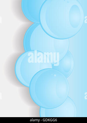 Blau glänzend 3D-Kugeln über blauen und weißen Hintergrund mit Schatten Stockfoto