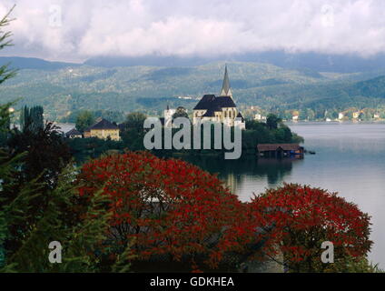 Geographie / Reisen, Österreich, Carinthia, Maria Woerth, Blick auf die Stadt / Blick auf die Stadt Lake Woerth Stockfoto