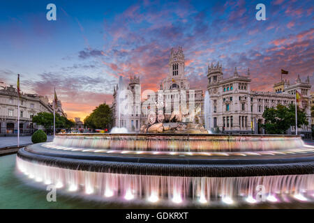 Madrid, Spanien am Plaza de Cibeles. Stockfoto