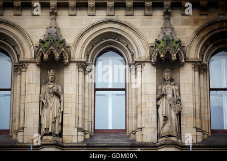 Manchester-Sandstein carving Steinmetz arbeiten am Rathaus von Manchester äußere detail Stockfoto