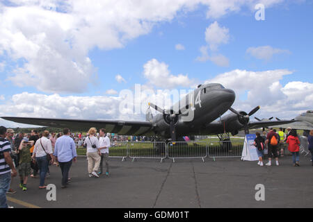 Douglas C-47A Skytrain auf der Farnborough Airshow 2016 Stockfoto