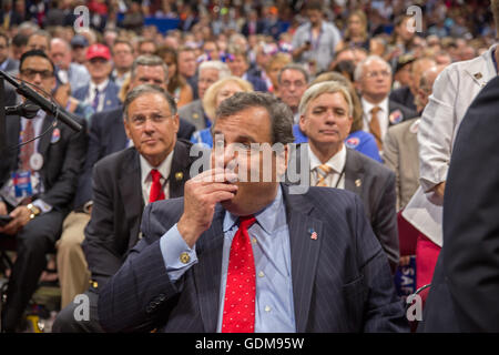 Cleveland, Ohio, USA. 18. Juli 2016. Gouverneur von New Jersey Chris Christie, erste Nacht auf der Republican National Convention. Bildnachweis: Philip Scalia/Alamy Live-Nachrichten Stockfoto