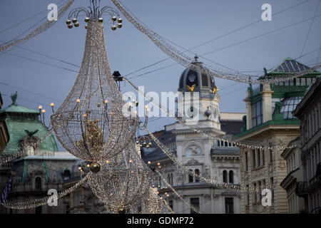 Berühmten Graben Straße bei Nacht am 9. Dezember 2011 in Wien, Österreich Stockfoto