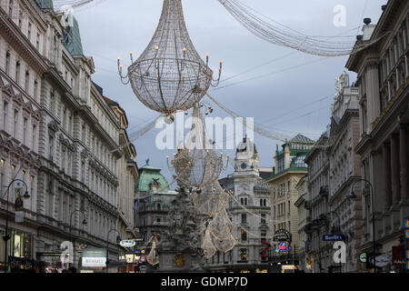 Berühmten Graben Straße bei Nacht am 9. Dezember 2011 in Wien, Österreich Stockfoto