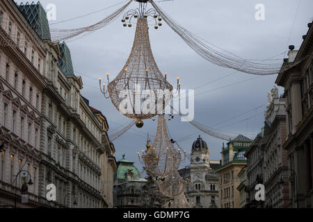 Berühmten Graben Straße bei Nacht am 9. Dezember 2011 in Wien, Österreich Stockfoto