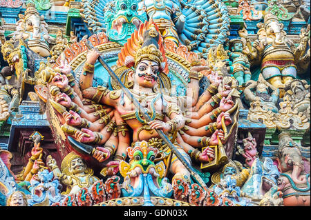 Darstellungen der Götter, Sri Meenakshi Sundareshwarar Tempel, Madurai, Tamil Nadu, Südindien, Indien Stockfoto