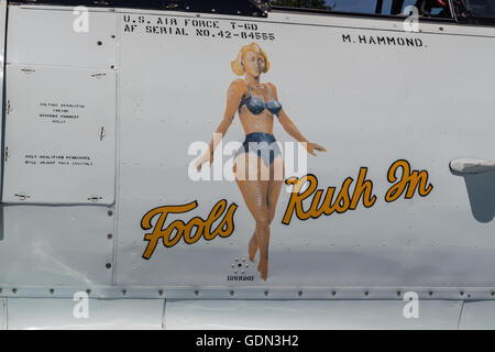 Nahaufnahme von ww11 Flugzeug Kunstwerk Stockfoto