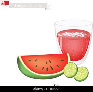 Tongan Küche, Wassermelone Otai oder traditionelle Getränk, das aus Wassermelone und Kokoscreme. Eines der beliebtesten zu trinken Stock Vektor