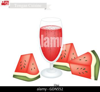 Tongan Küche, Wassermelone Otai oder traditionelle Getränk, das aus Wassermelone und Kokoscreme. Eines der berühmtesten Getränk in Tonne Stock Vektor
