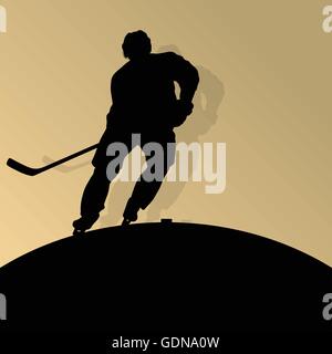 Aktiver junger Mann Eishockey Sport Silhouette Skatingland Wintersport abstrakten Hintergrund Illustration Vektor Stock Vektor